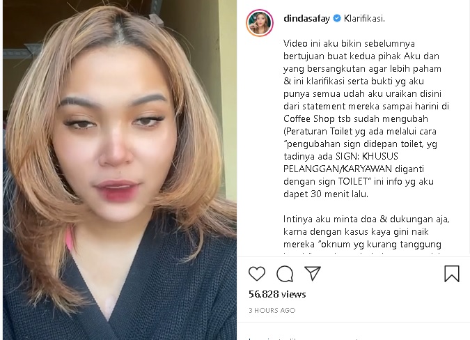 Duh! Beauty Vlogger Dinda Shafay Dilecehkan Barista di Toilet Kafe : Okezone Nasional 2